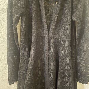 Free People Black Lace Top